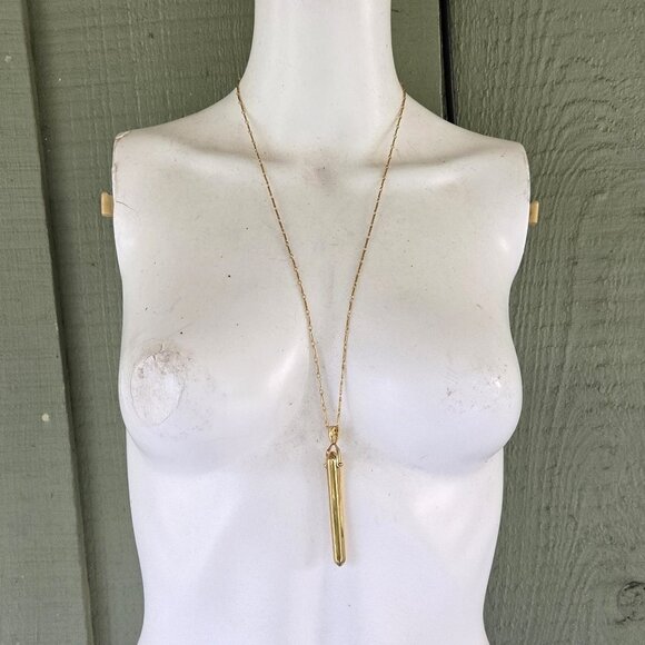 STELLA & DOT Rebel Gold Tone Long Chain Pendant Necklace - Picture 1 of 8